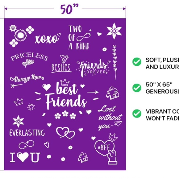 - NEW Bestie Ultra Soft Blanket Bundle with Friendship Bracelet - - Picture 3 of 8